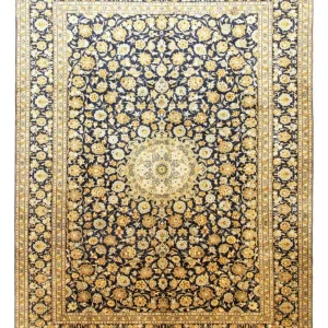Persisk teppe - Keshan - 412 x 307 cm - blå