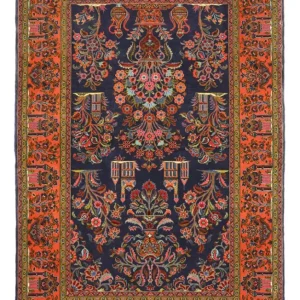 Persisk teppe - klassisk - 161 x 110 cm - mørkeblå