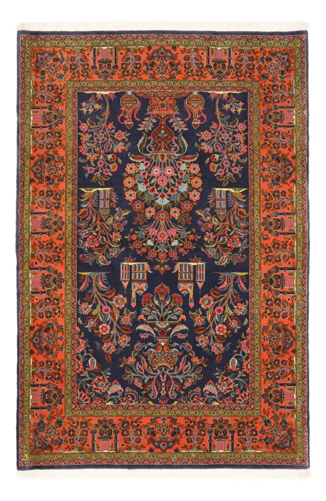 Persisk teppe - klassisk - 161 x 110 cm - mørkeblå