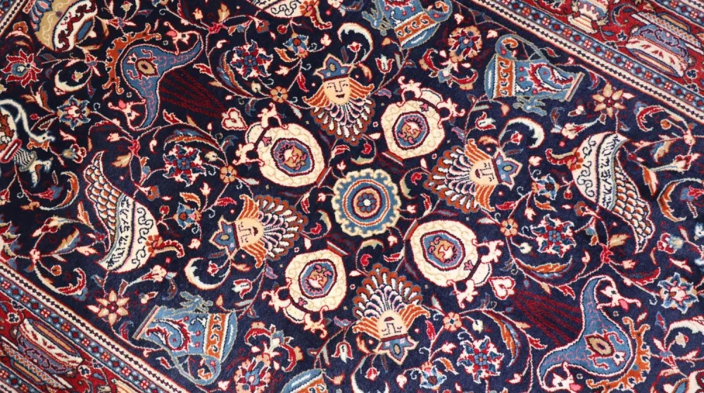 Persisk teppe - klassisk - 164 x 106 cm - mørkeblå