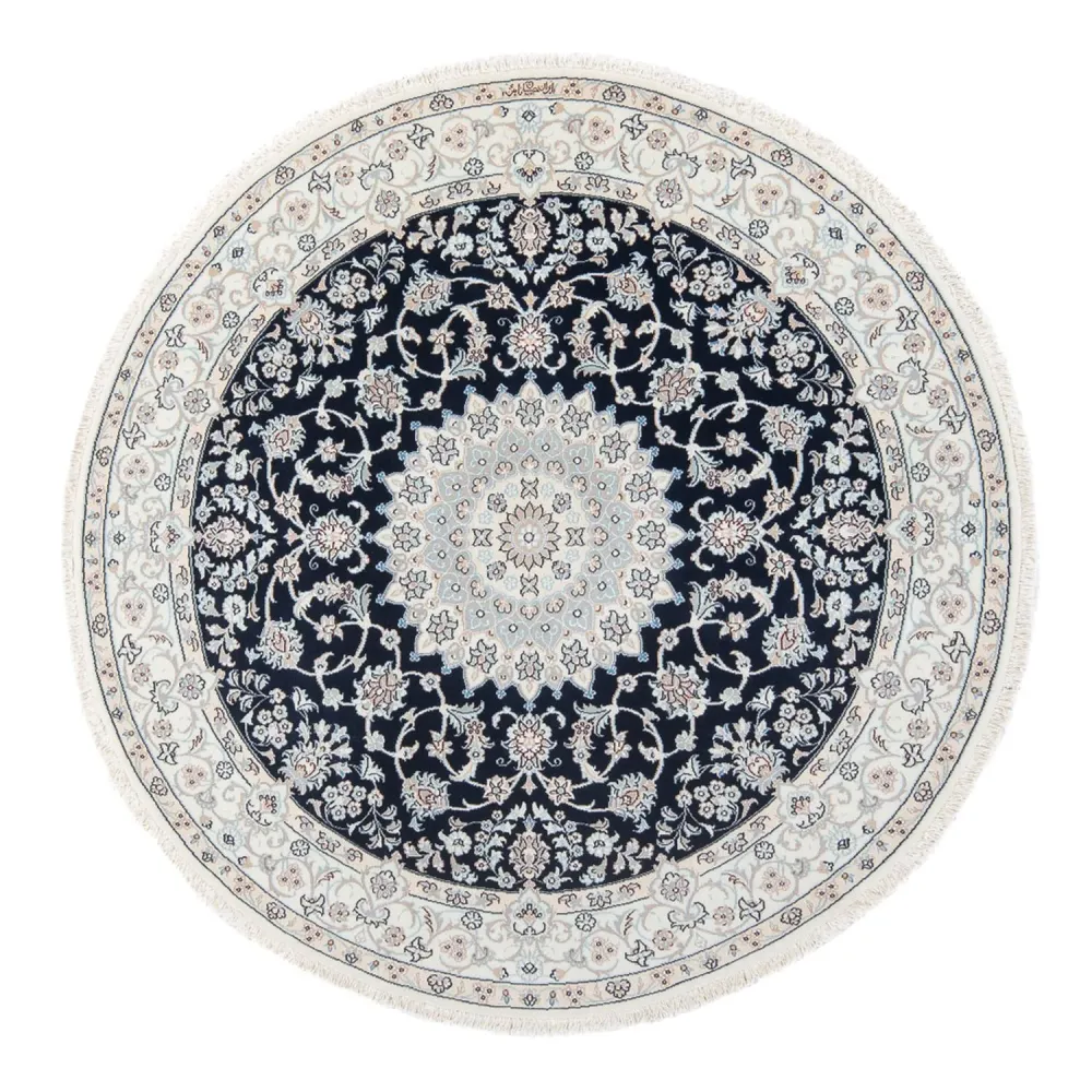 Persisk teppe - Nain - Premium rundt - 150 x 150 cm - mørkeblå