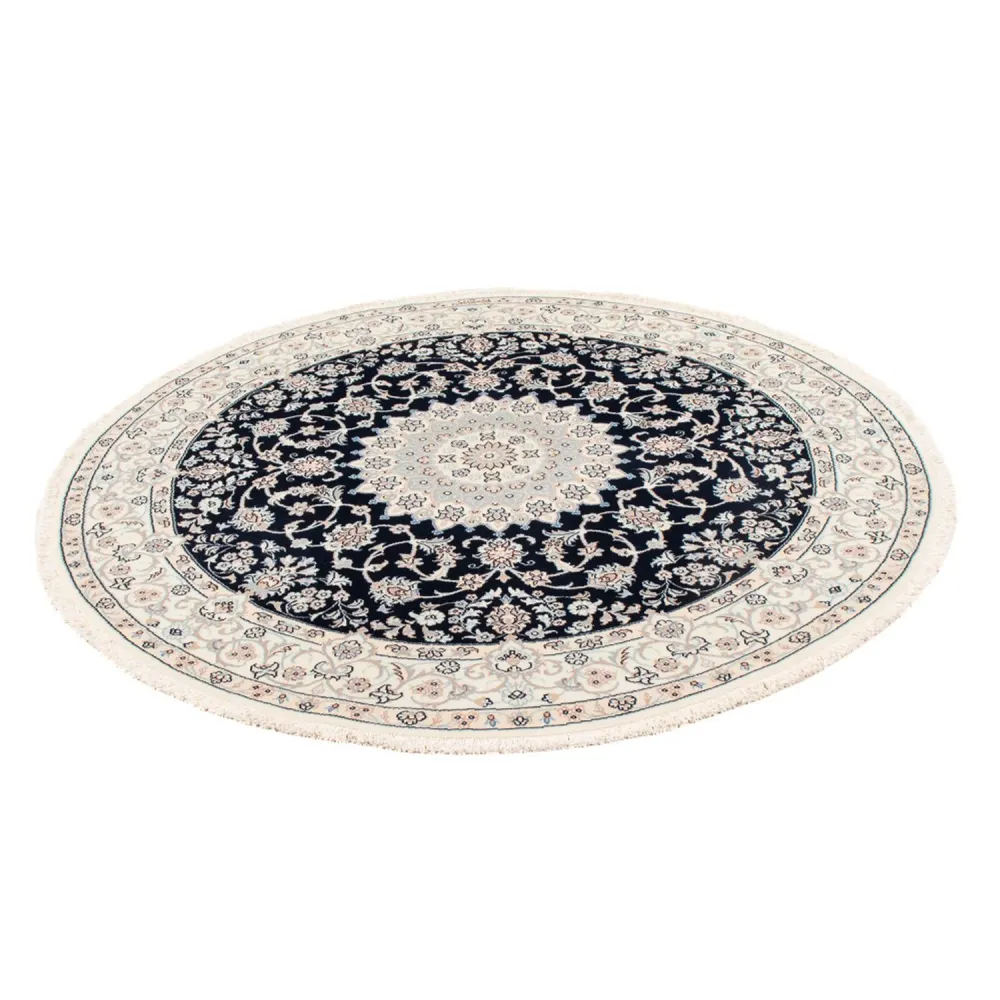 Persisk teppe - Nain - Premium rundt - 150 x 150 cm - mørkeblå