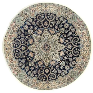 Persisk teppe - Nain - Royal rundt - 210 x 210 cm - mørkeblå