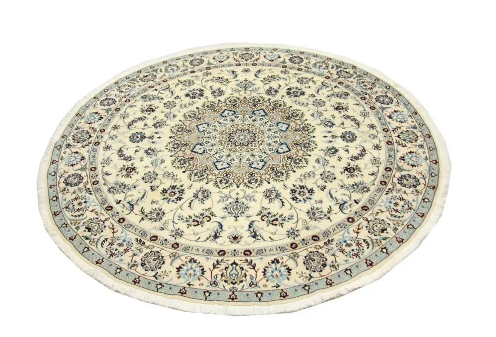 Persisk teppe - Nain rundt - 250 x 250 cm - naturhvit
