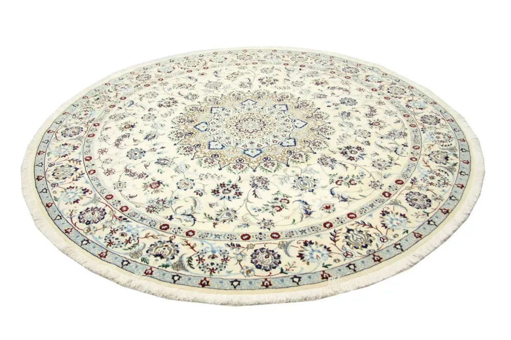 Persisk teppe - Nain rundt - 250 x 250 cm - naturhvit
