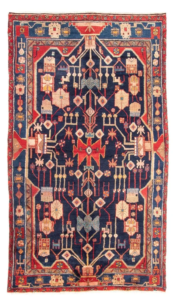 Persisk teppe - Nomadisk - 274 x 150 cm - mørkeblå