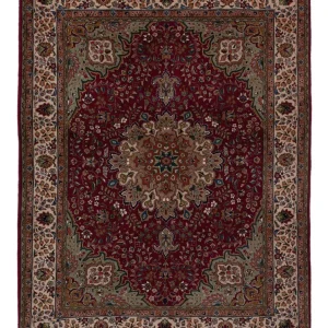 Persisk teppe - Tabriz - 195 x 147 cm - vinrød