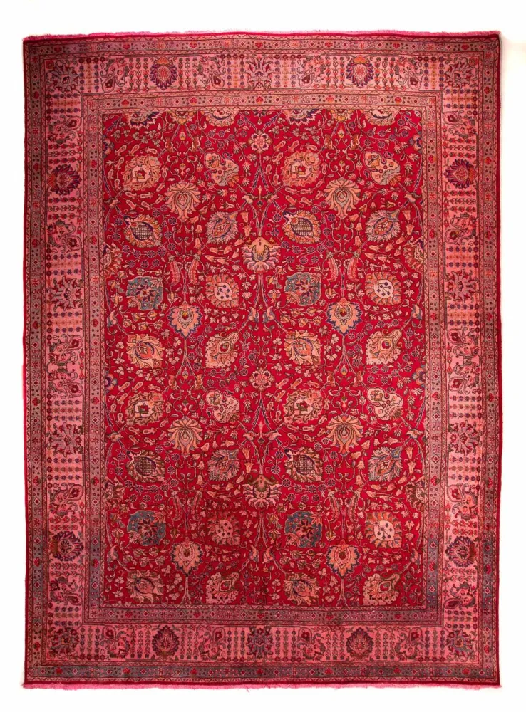 Persisk teppe - Tabriz - 380 x 300 cm - mørk rød