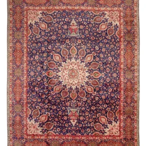 Persisk teppe - Tabriz - 440 x 354 cm - mørkeblå