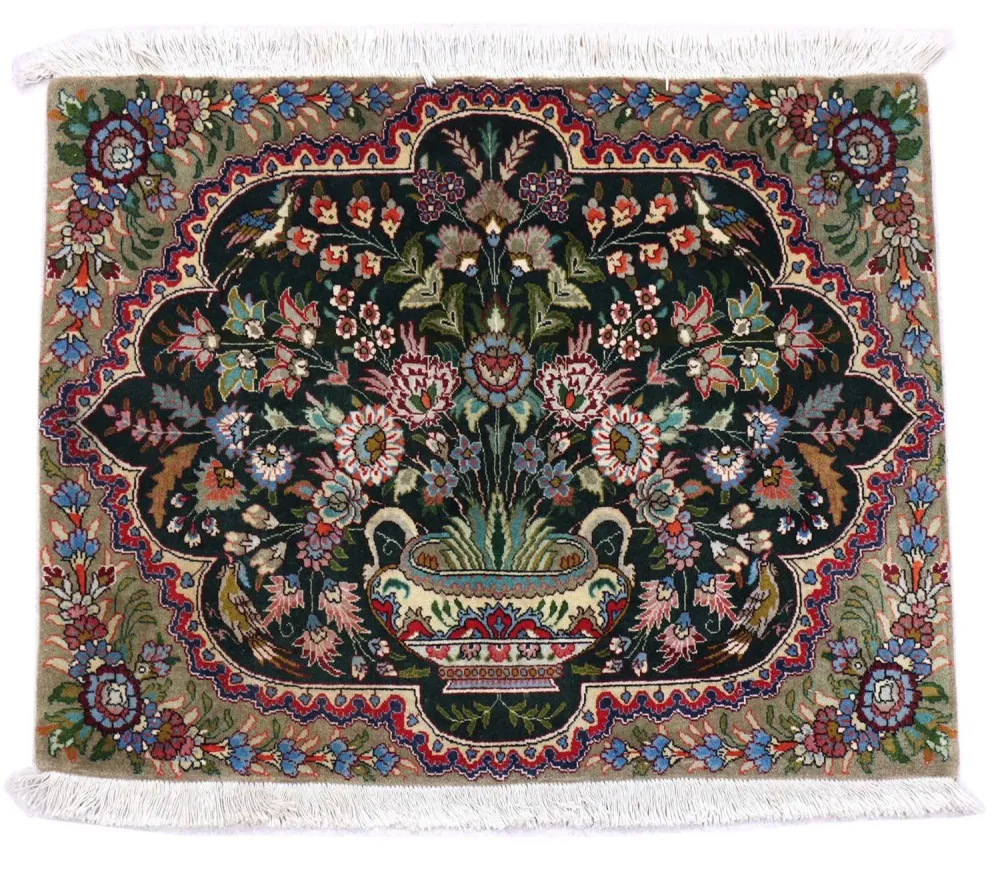 Persisk teppe - Tabriz - 92 x 68 cm - mørkeblå