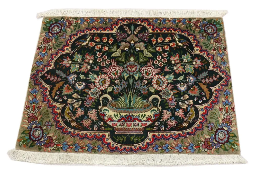 Persisk teppe - Tabriz - 92 x 68 cm - mørkeblå