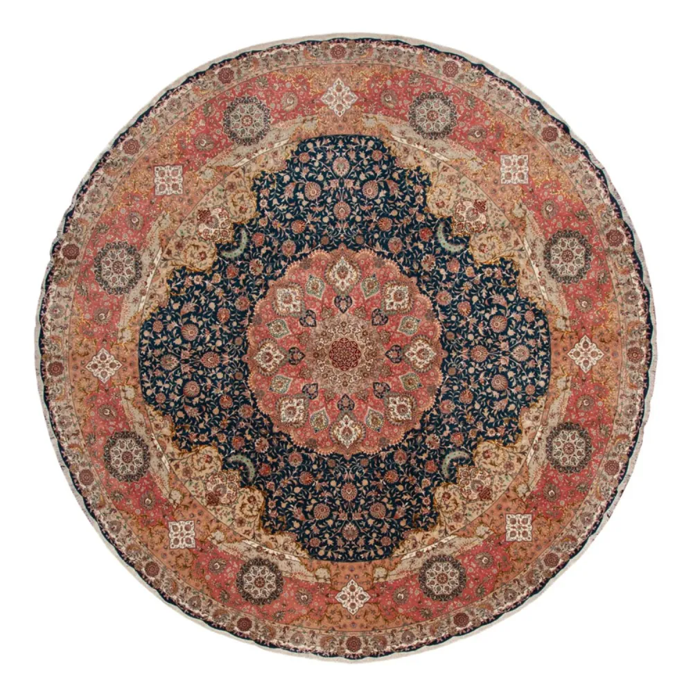 Persisk teppe - Tabriz - Premium rundt - 500 x 500 cm - blå