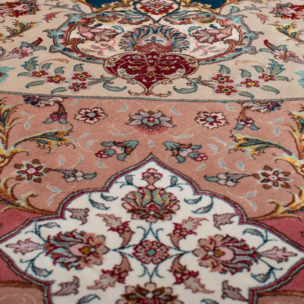 Persisk teppe - Tabriz - Premium rundt - 500 x 500 cm - blå