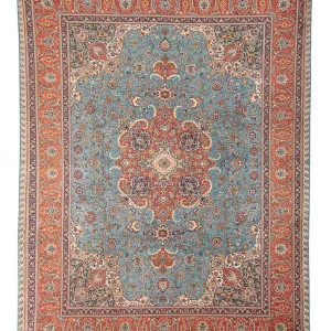 Persisk teppe - Tabriz - Royal - 395 x 304 cm - lyseblå
