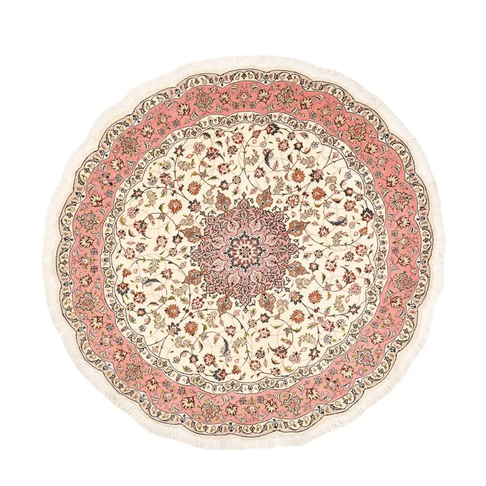 Persisk teppe - Tabriz - Royal rundt - 200 x 200 cm - krem