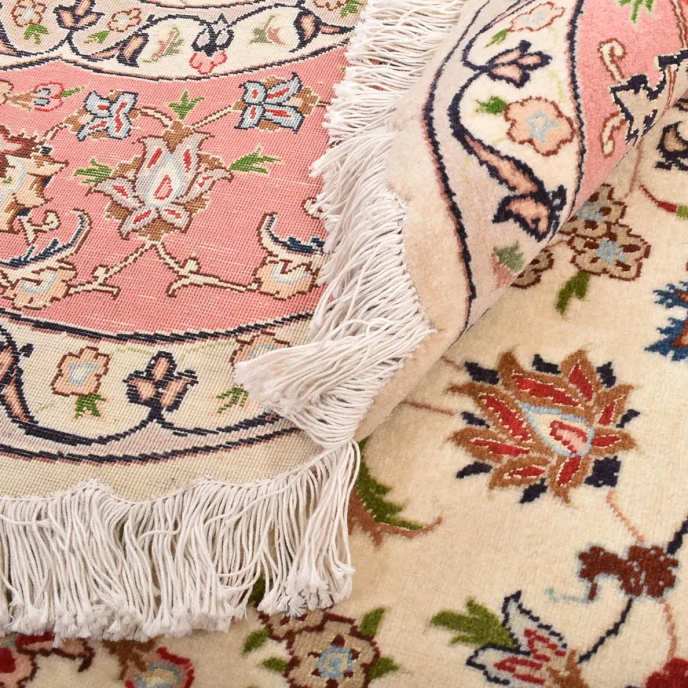 Persisk teppe - Tabriz - Royal rundt - 200 x 200 cm - krem