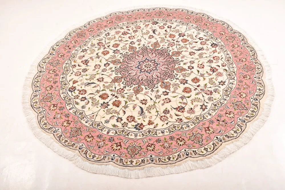 Persisk teppe - Tabriz - Royal rundt - 200 x 200 cm - krem