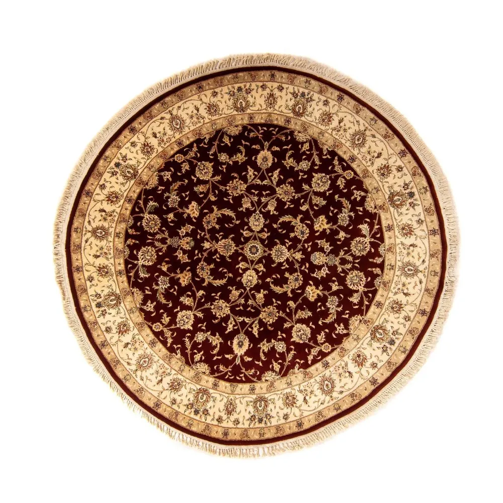 Persisk teppe - Tabriz - Royal rundt - 204 x 204 cm - mørk rød