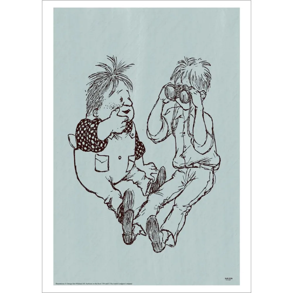 Poster & Frame Astrid Lindgren - Binacolurs - Karlsson On Roof