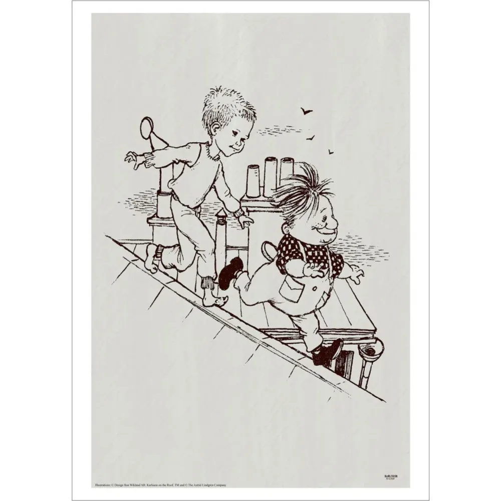 Poster & Frame Astrid Lindgren - Running - Karlsson On Roof