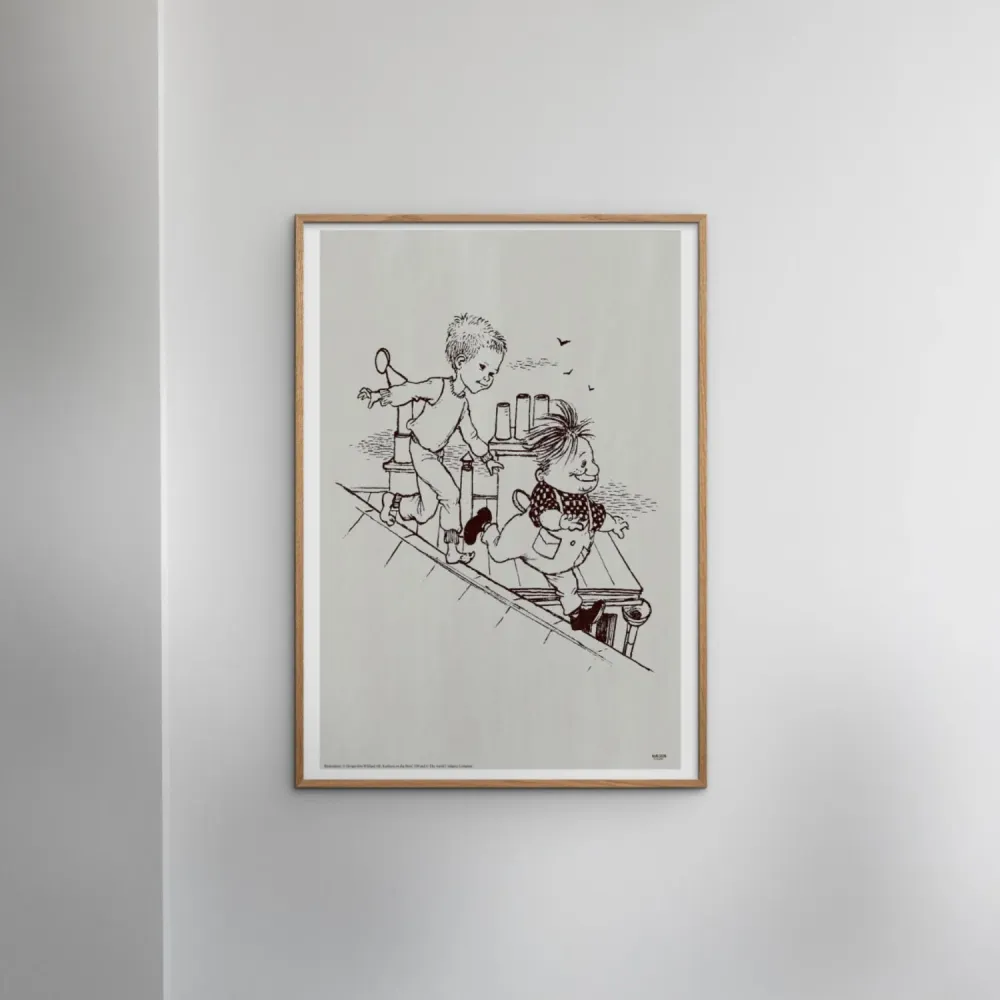 Poster & Frame Astrid Lindgren - Running - Karlsson On Roof