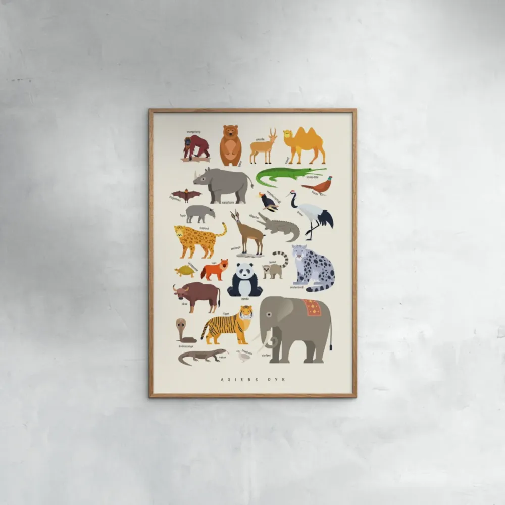 Poster & Frame Citatplakat - Asiens Dyr – Børneplakat