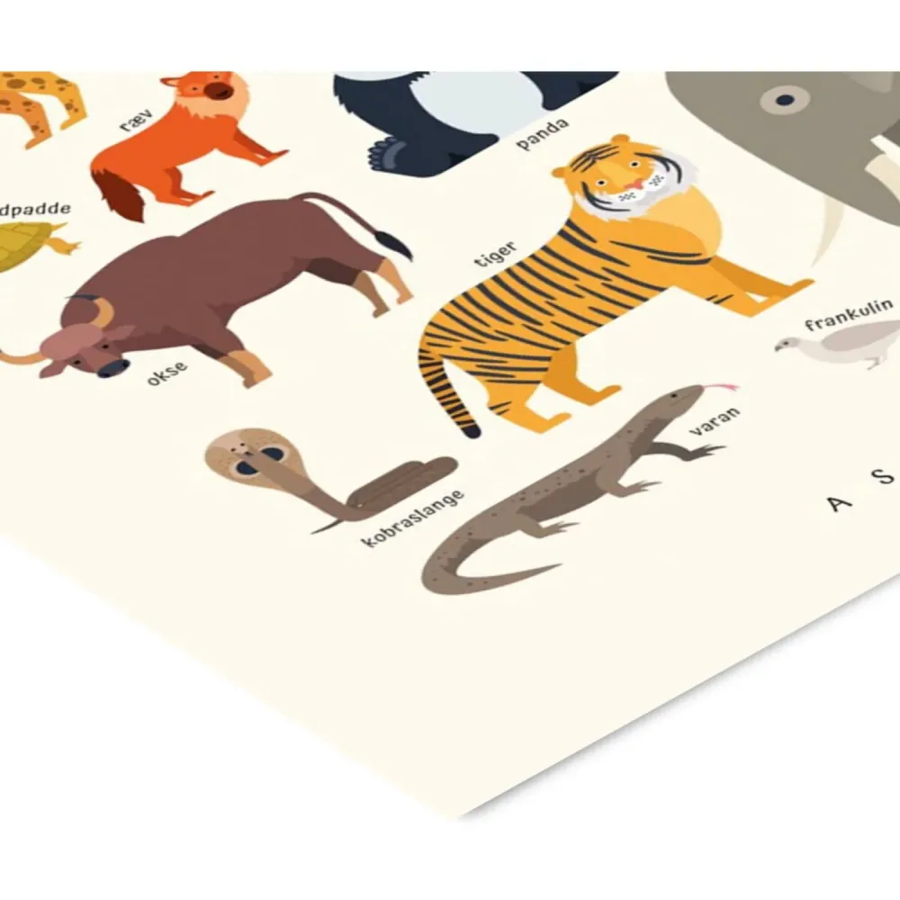 Poster & Frame Citatplakat - Asiens Dyr – Børneplakat
