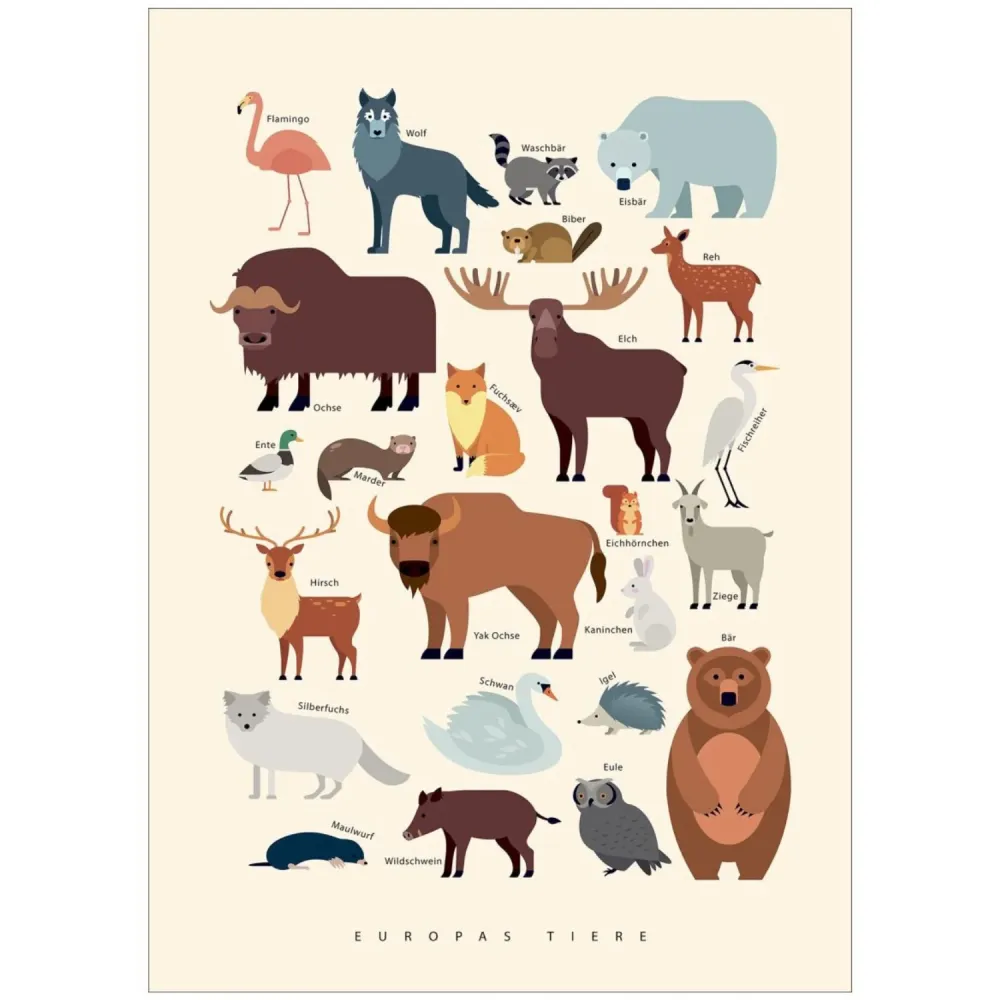 Poster & Frame Citatplakat - Europas Tiere