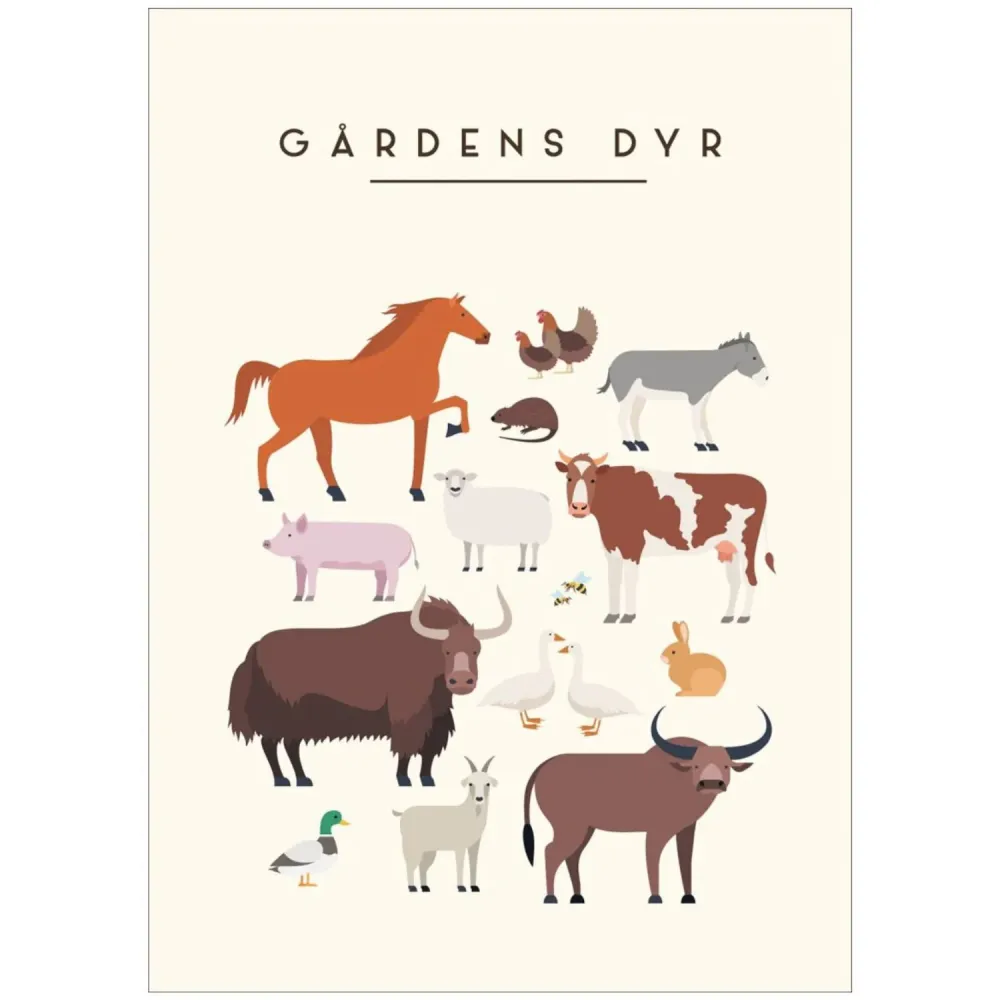 Poster & Frame Citatplakat - Gårdens Dyr – Børneplakat