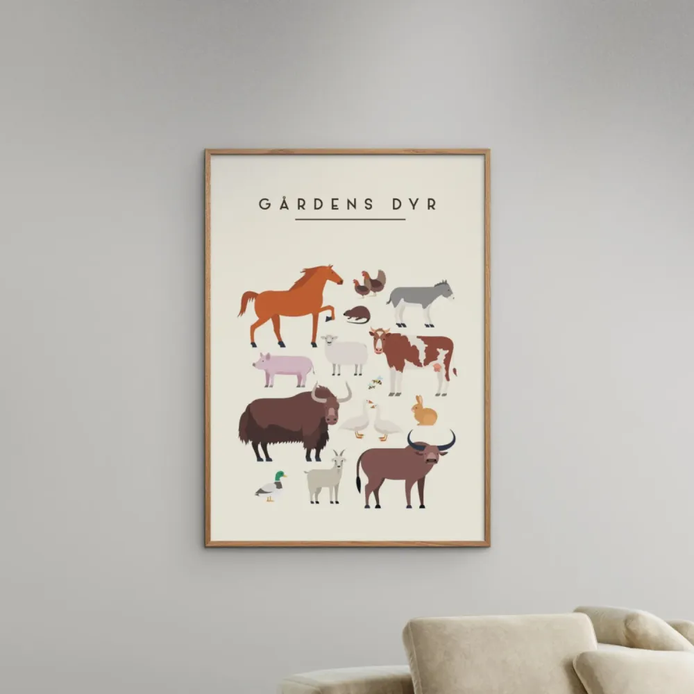 Poster & Frame Citatplakat - Gårdens Dyr – Børneplakat