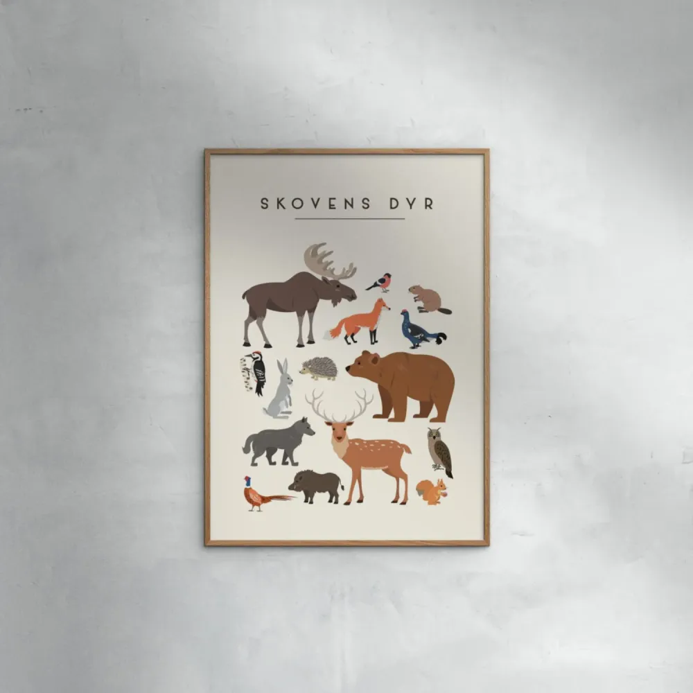 Poster & Frame Citatplakat - Skovens Dyr – Børneplakat