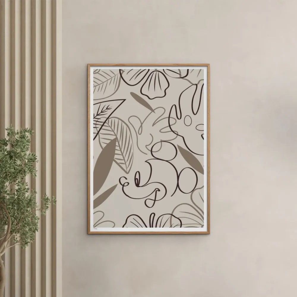 Poster & Frame Disney - Brown Leaves Mickey