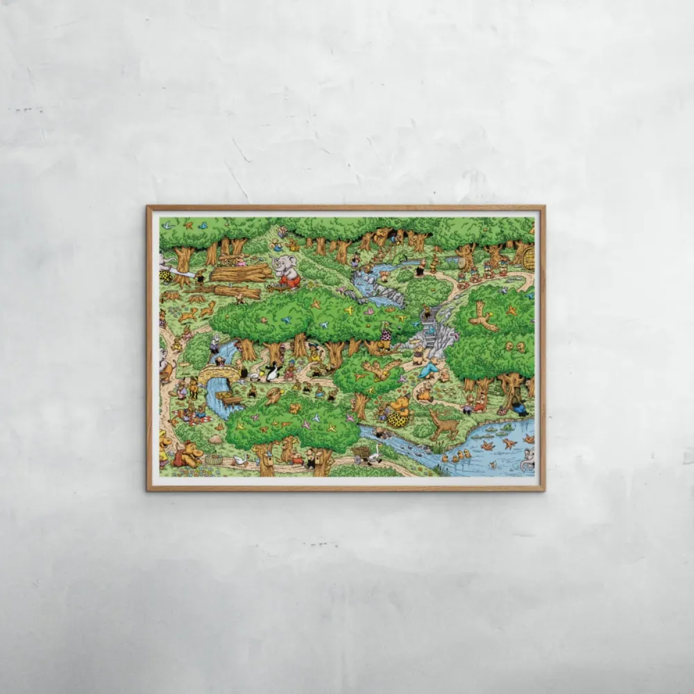 Poster & Frame Rasmus Klump - I Skoven Farve