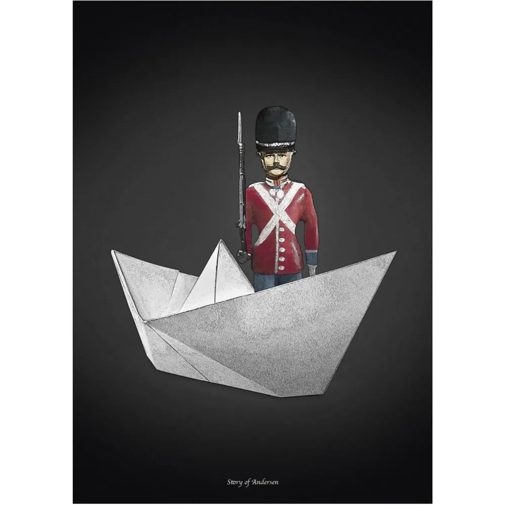 Poster & Frame Story Andersen - Den Standhaftige Tindsoldat - Hvid/Sort Baggrund