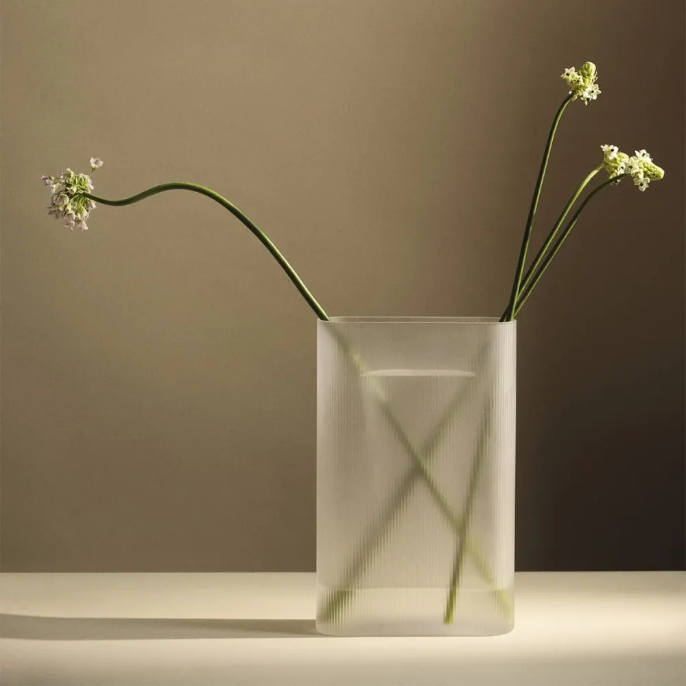 Ridge Vase White Frosted H:48