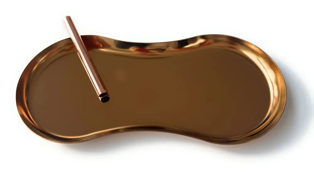 Sett „Bronse/Brun Oval“ – Metall trekkunderlag + rør Rosé
