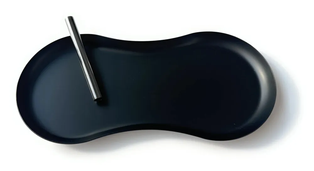 Sett „Matt Schwarz & Chrome Oval“ – Metall trekkunderlag + rør