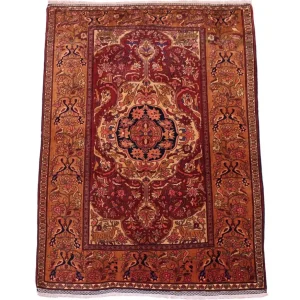 Silketeppe - afghansk silke - 154 x 115 cm - rød
