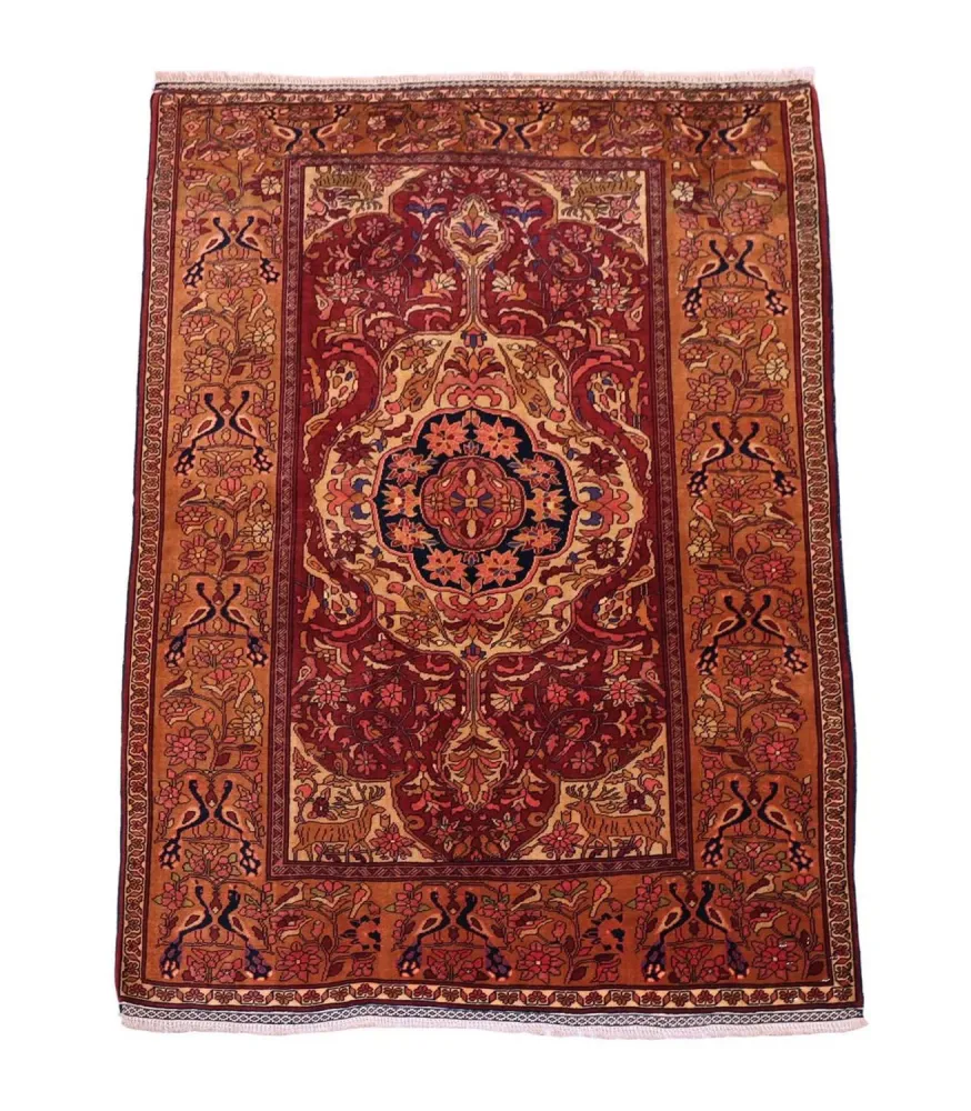 Silketeppe - afghansk silke - 154 x 115 cm - rød