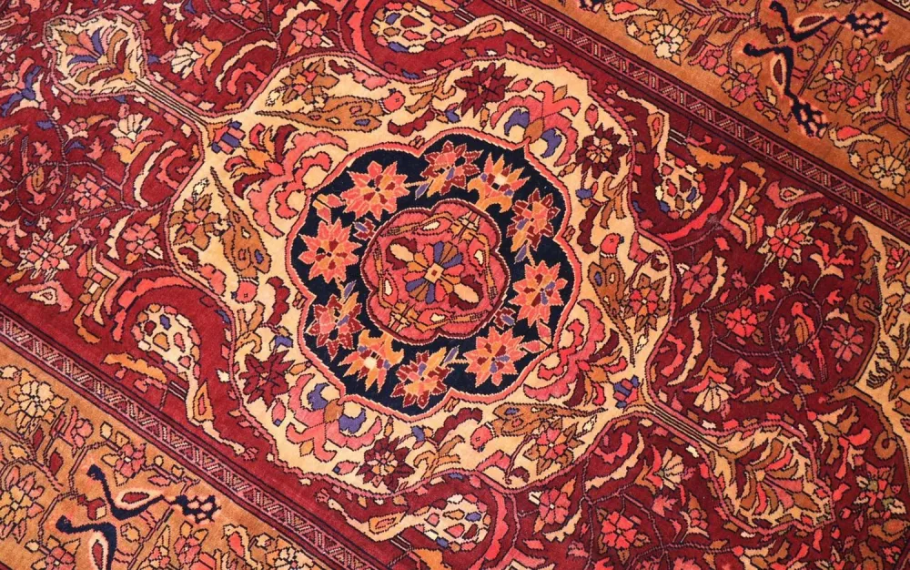 Silketeppe - afghansk silke - 154 x 115 cm - rød