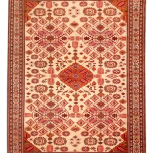 Silketeppe - afghansk silke - 288 x 217 cm - lys rød