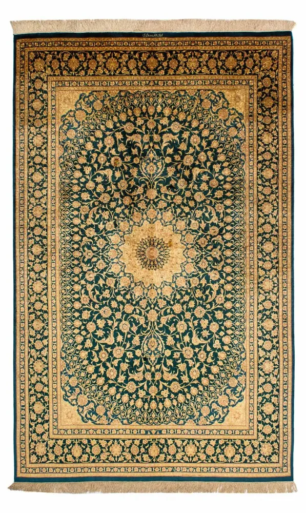 Silketeppe - Ghom Silk - Premium - 216 x 132 cm - mørkeblå