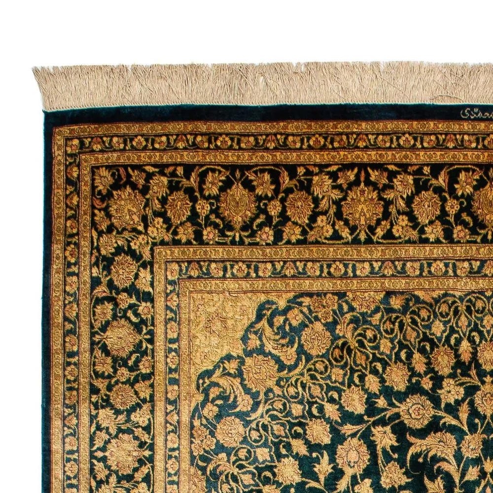 Silketeppe - Ghom Silk - Premium - 216 x 132 cm - mørkeblå