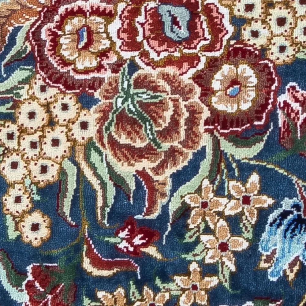 Silketeppe - Ghom Silk - Premium - 40 x 28 cm - mørkeblå