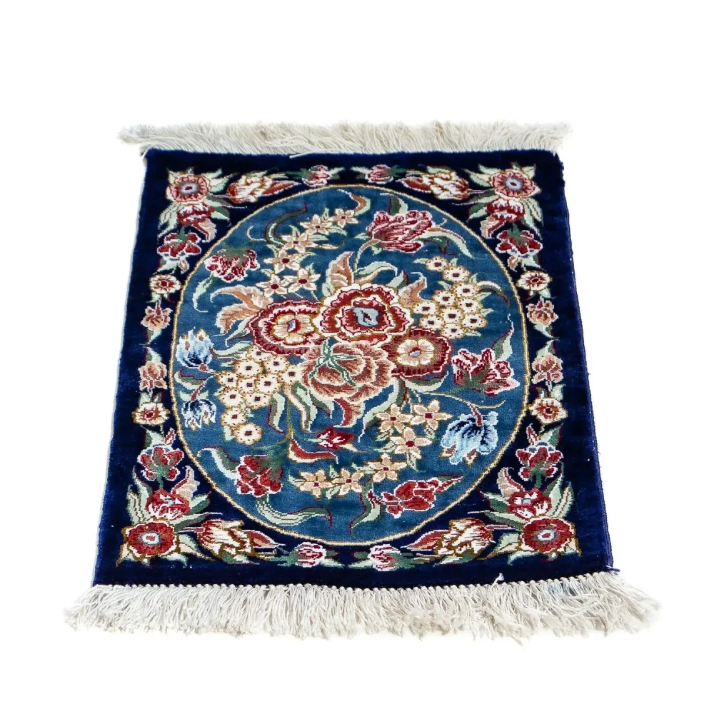 Silketeppe - Ghom Silk - Premium - 40 x 28 cm - mørkeblå