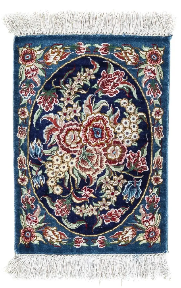 Silketeppe - Ghom Silk - Premium - 40 x 28 cm - mørkeblå