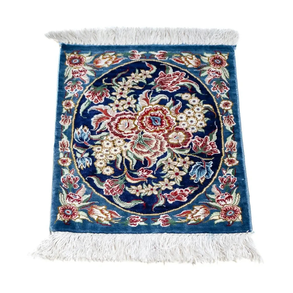 Silketeppe - Ghom Silk - Premium - 40 x 28 cm - mørkeblå
