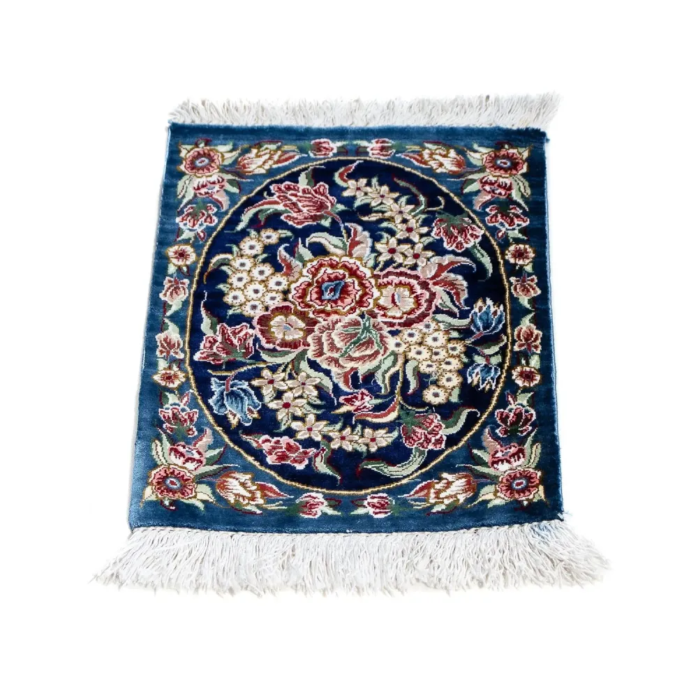 Silketeppe - Ghom Silk - Premium - 40 x 28 cm - mørkeblå