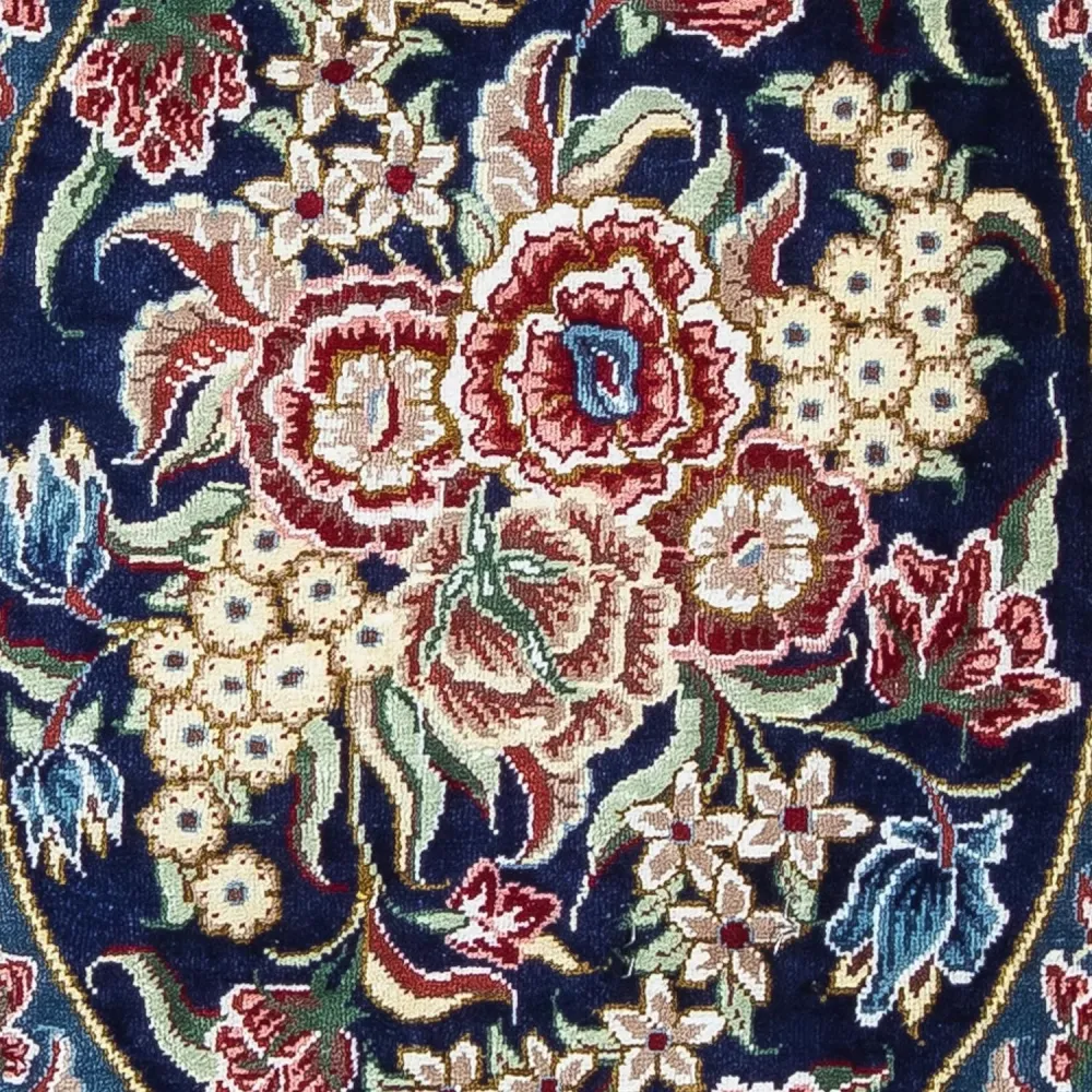Silketeppe - Ghom Silk - Premium - 40 x 28 cm - mørkeblå