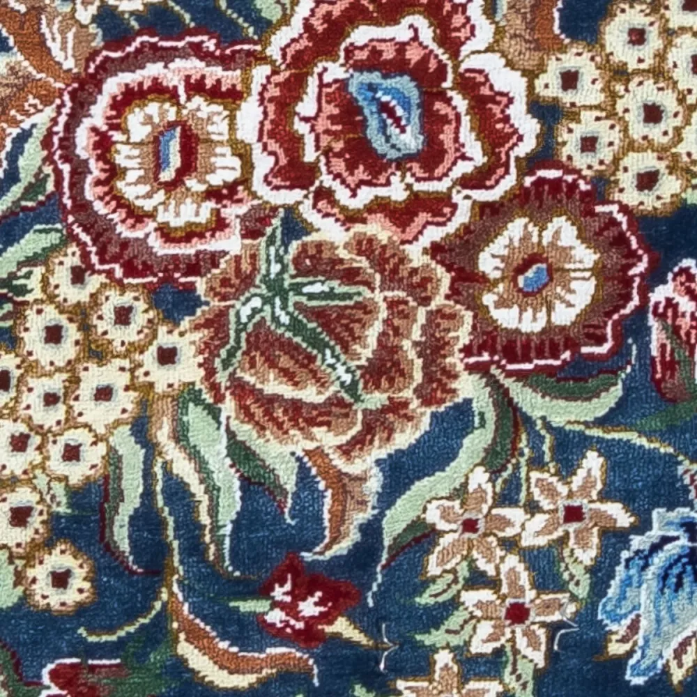 Silketeppe - Ghom Silk - Premium - 40 x 28 cm - mørkeblå